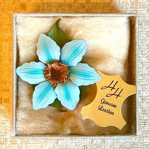 Vintage Flower Brooch NIB Handmade Leather Deadstock Gift Hinterland Canada
